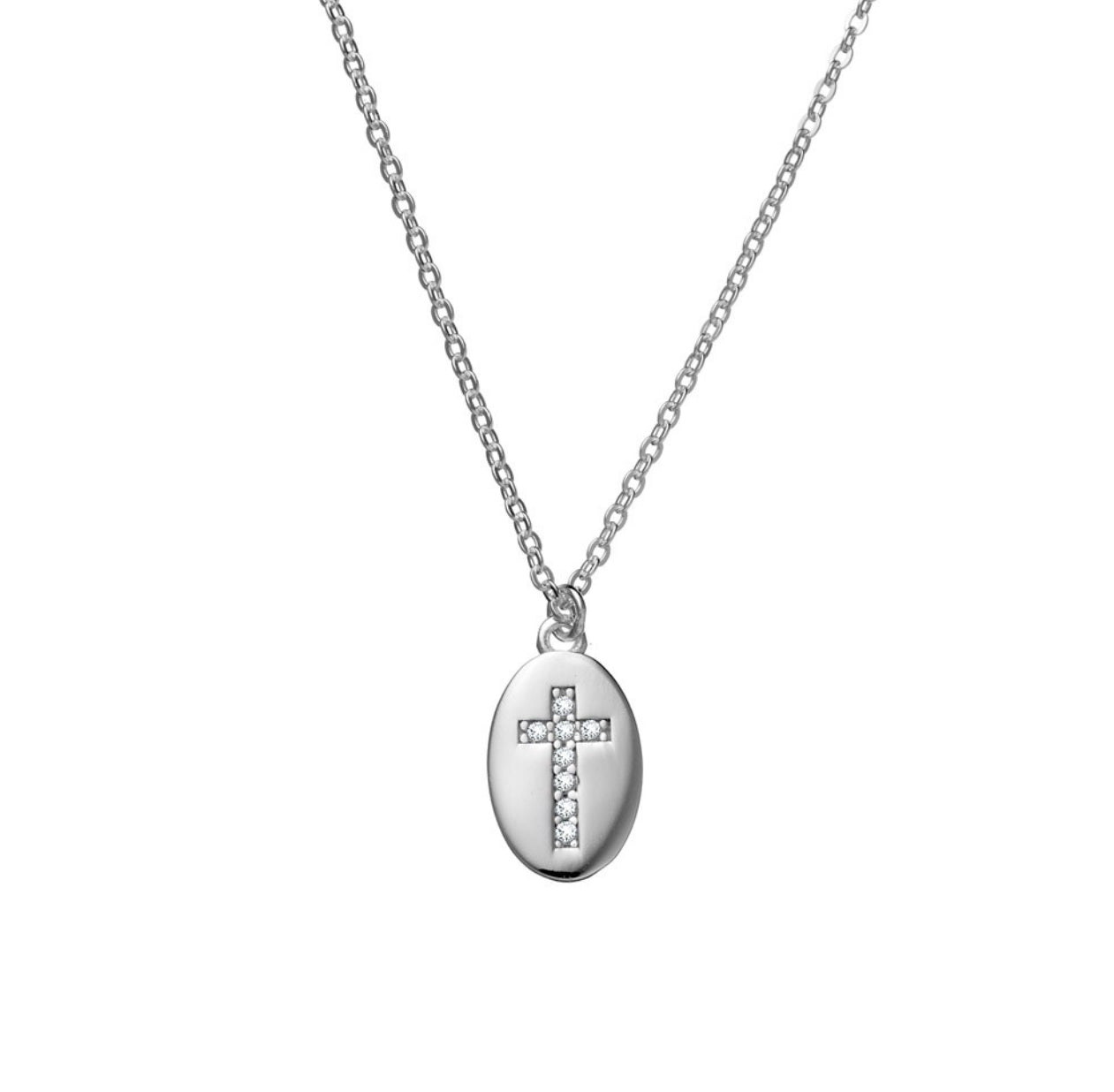 Oval Cross Pendant Necklace