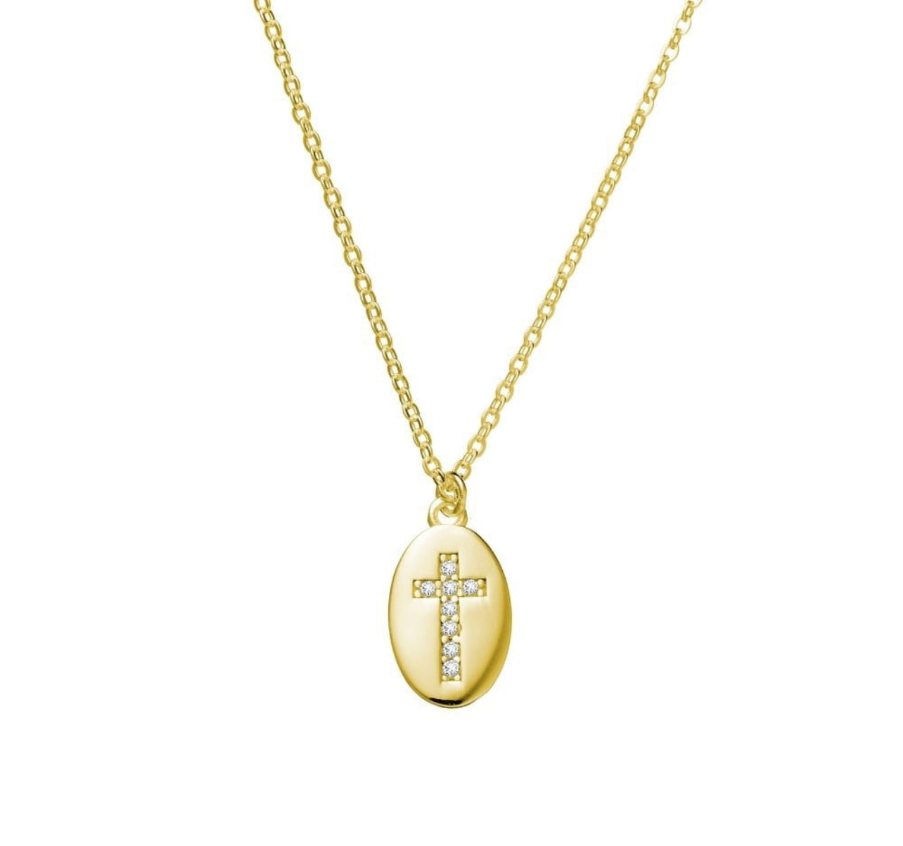 Oval Cross Pendant Necklace