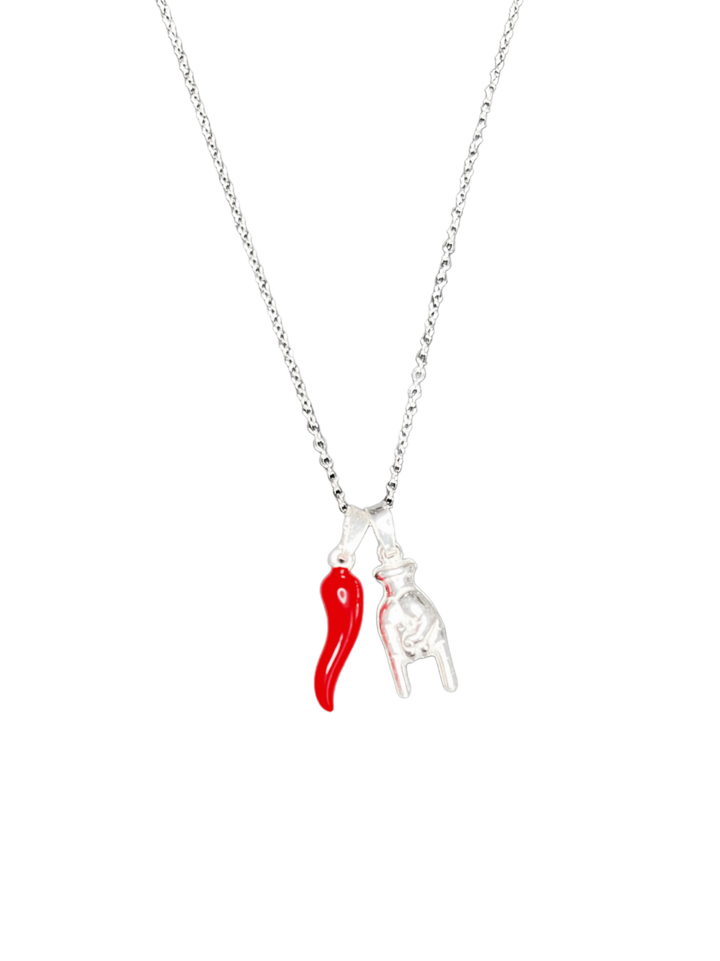 Red Cornicello with Hand Necklace